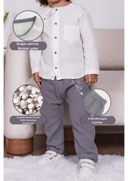 Organik Muslin Takım Kız Erkek Bebek Çocuk Uzun Kollu Muslin Takım fiyatları