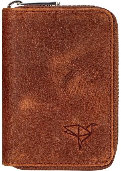 Clovis Hakiki Deri Unisex Cüzdan - Taba