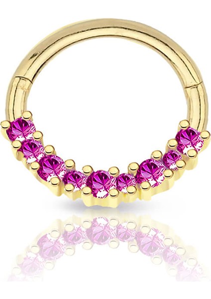 Lila Sıra Taşlı Taşlı Altın Helix Piercing