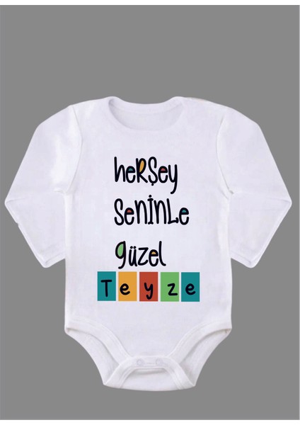 Uzun Kollu %100 Organik Pamuk Baskılı Bebek Body Zıbın ZBN123