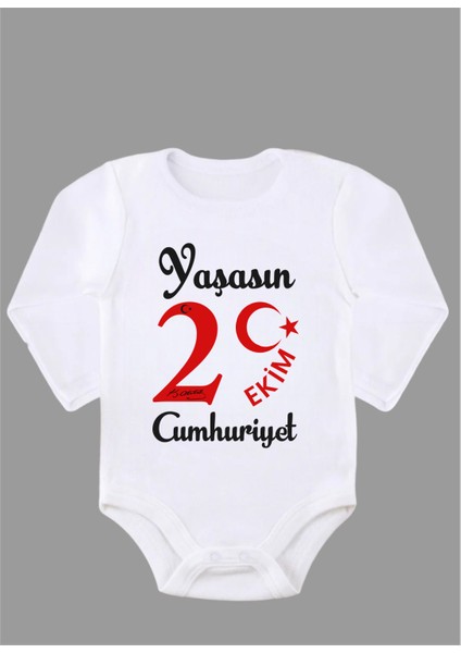 Uzun Kollu Yaşasın 29 Ekim Cumhuriyet Baskılı Uzun Kollu Bebek Body ZBN206