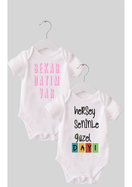 7 Dayı Set 2 'li Organik Pamuk Baskılı Bebek Body Zıbın ZBN210