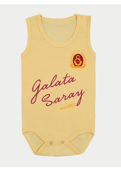 Sarı Zıbın Organik Pamuk Galatasary Since 1905 Baskılı Bebek Body ZBN246