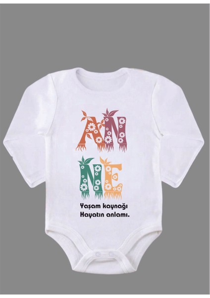 Uzun Kollu Organik Pamuk Baskılı Bebek Body Çıtçıtlı Zıbın ZBN004