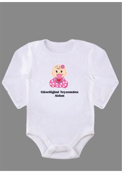 Uzun Kollu Organik Pamuk Baskılı Bebek Body Çıtçıtlı Zıbın ZBN104
