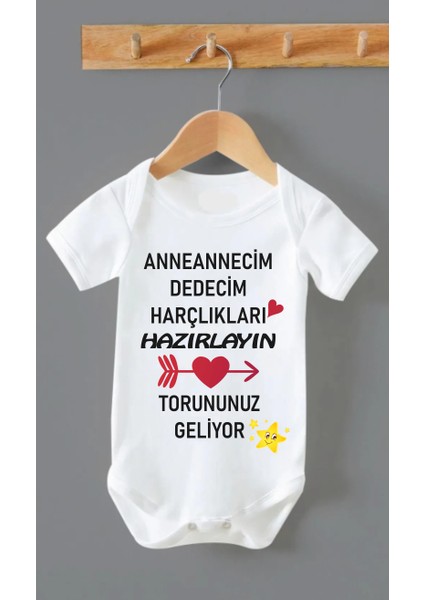 Outdoor One Organik Pamuk Anneannecim Dedecim Torunuz Geliyor Bebek Body Badi Çıtçıtlı Zıbın ZBN126