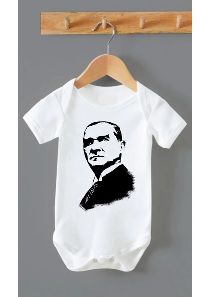 Organik Pamuk Atatürk Yukarı Bakan Baskılı Bebek Body Çıtçıtlı Badi ZBN194