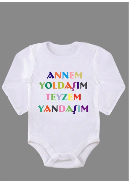 Uzun Kollu Organik Pamuk Baskılı Bebek Body Çıtçıtlı Zıbın Zbn015