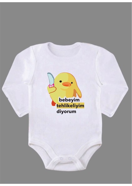 Uzun Kollu Organik Pamuk Baskılı Bebek Body Çıtçıtlı Zıbın Zbn045