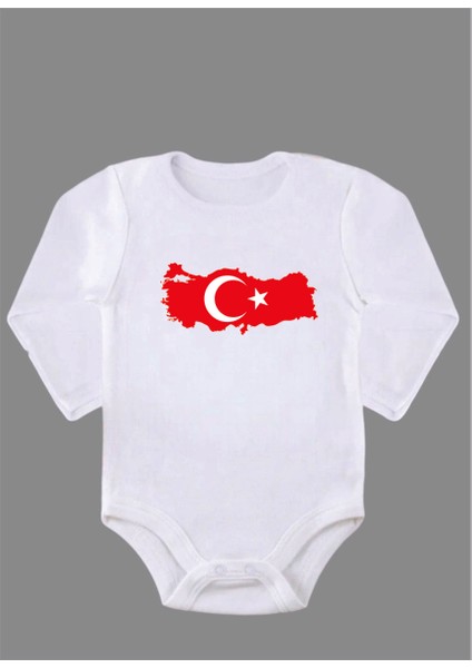 Uzun Kollu Organik Pamuk Baskılı Bebek Body Zıbın Zbn171