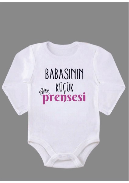 Uzun Kollu Organik Pamuk Babasının Küçük Prensesi Bebek Body ZBN042