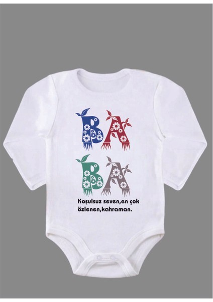 Uzun Kollu Organik Pamuk Baskılı Bebek Body Çıtçıtlı Zıbın ZBN005
