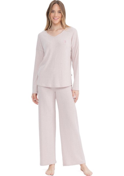 Kadın Uzun Kollu V Yaka Pijama Takımı S25090