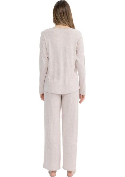Kadın Uzun Kollu V Yaka Pijama Takımı S25090