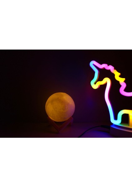 Işık Kasabası Neon Unicorn Ve 3 D Led Küre