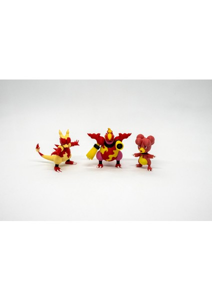 Magby - Magmar - Magmortar Pokemon 3D Model Evrim 3lü Tüm Set
