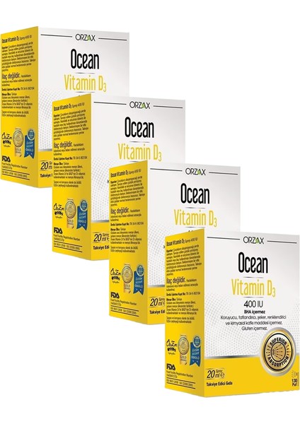 Vitamin D3 400 Iu Oral Sprey 20 ml x 4 Adet