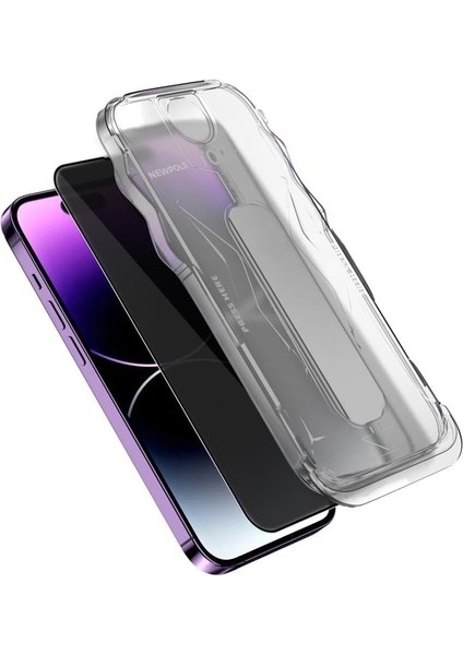 Apple iPhone 14 Parlak Cam Ekran Koruyucu Ekranı Tam Kaplayan Otomatik Hizalama Toz Önleyici Hd