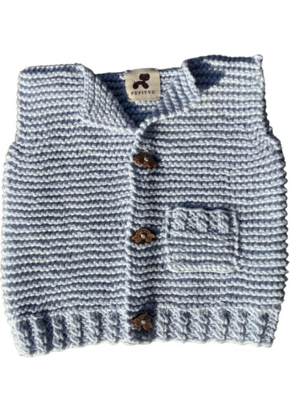 Pamuklu Örme Yelek Mavi