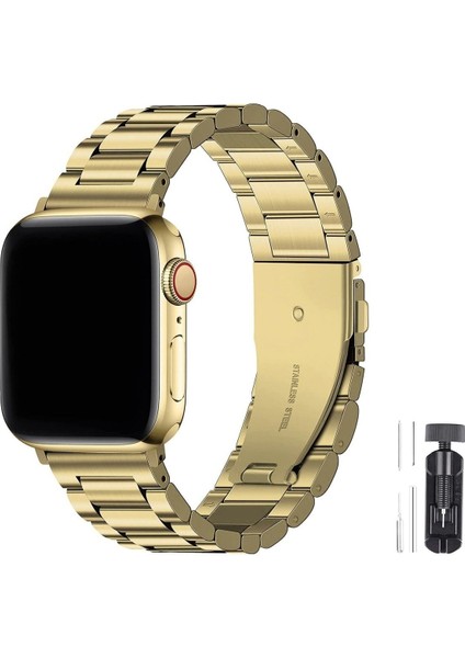 Apple Watch 2/3/4/5/6/7/8/9/42MM44MM45MM49MM ile Uyumlu Paslanmaz Çelik Kordon ve Ayarlama Aparatı