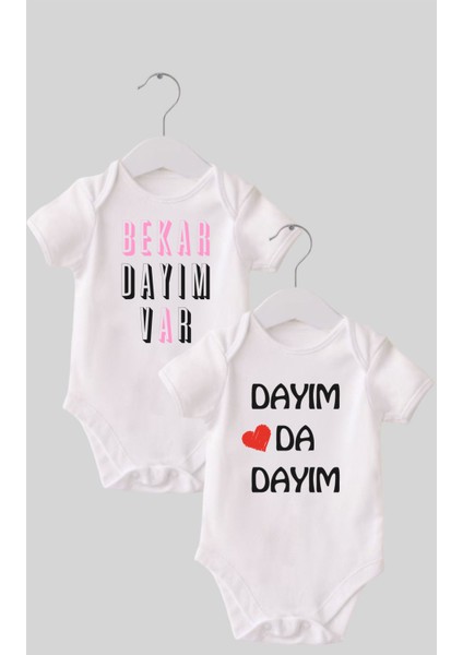 18 Dayı Set 2 'li Organik Pamuk Baskılı Bebek Body Zıbın ZBN210