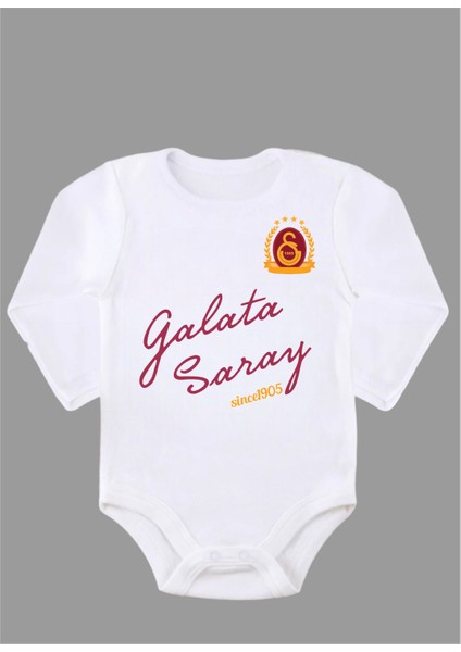 Uzun Kollu Organik Pamuk Galatasary Since 1905 Baskılı Bebek Body Zbn245