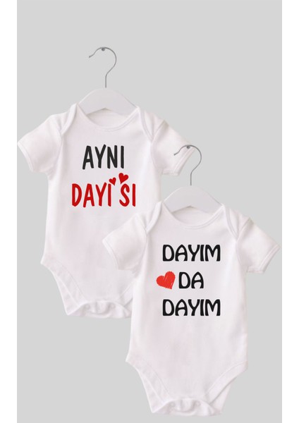 11 Dayı Set 2 'li Organik Pamuk Baskılı Bebek Body Zıbın ZBN210