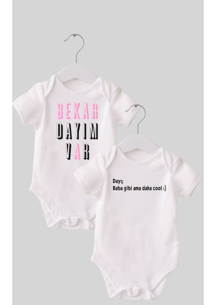 17 Dayı Set 2 'li Organik Pamuk Baskılı Bebek Body Zıbın ZBN210
