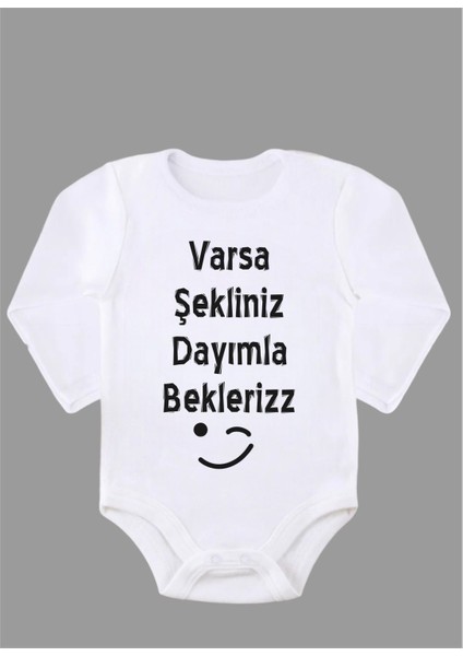 Uzun Kollu Organik Pamuk Baskılı Bebek Body Çıtçıtlı Zıbın Zbn082
