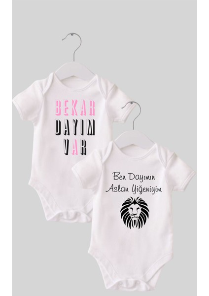 15 Dayı Set 2 'li Organik Pamuk Baskılı Bebek Body Zıbın ZBN210