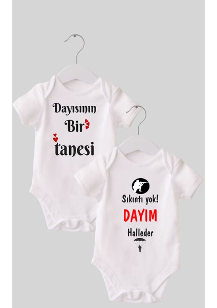 01 Dayı Set 2 'li Organik Pamuk Baskılı Bebek Body Zıbın ZBN210