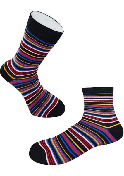 Erkek Pamuk Dikişsiz Ince Çizgili Renkli Konforlu Rahat Özel Seri 3'lü Soket Çorap modelleri