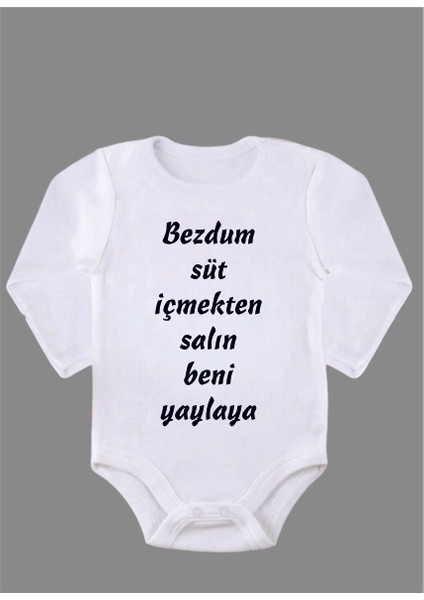 Uzun Kollu Organik Pamuk Baskılı Bebek Body Çıtçıtlı Zıbın Zbn067