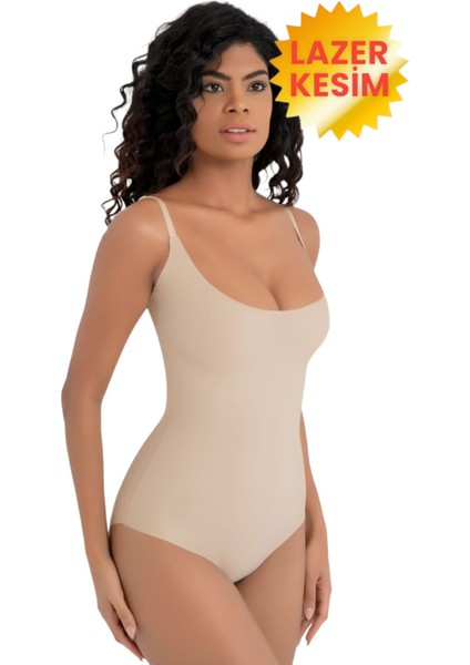 Kadın Lazer Kesim Iz Yapmaz Göğüs Destekli Askılı Toparlayıcı Body Slip Korse