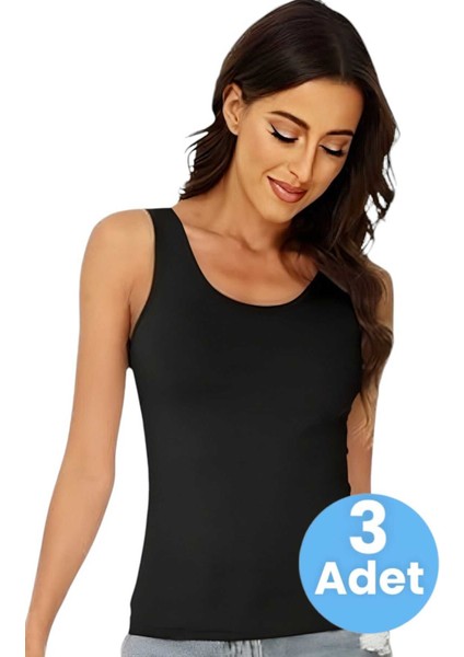Kadın Kalın Askılı Pamuklu Atlet 3'lü Set