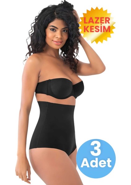 Kadın Lazer Kesim Toparlayıcı Yüksek Bel Slip Korse 3'lü Set