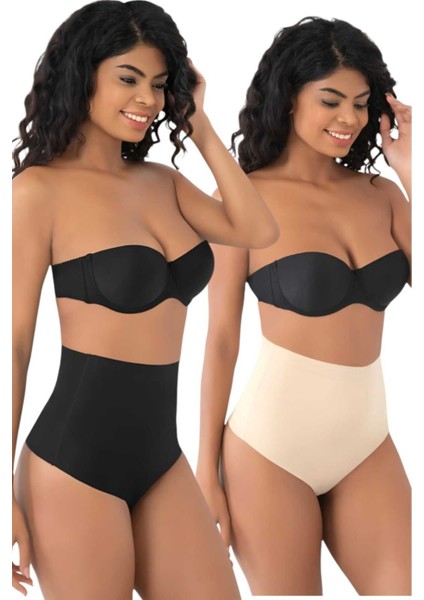 Kadın Lazer Kesim ve Toparlayıcı String Korse 2'li Set