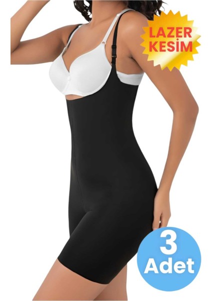 Kadın Lazer Kesim ve Toparlayıcı Tam Boy Askılı Korse 3'lü Set