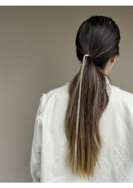 Taşlı Saç Zinciri Gold Zincir Beyaz Taşlı Saç Tokası Düğün-Günlük fiyatları