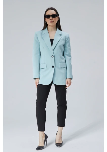 Mint Kadın Düğmeli Oversize Blazer Ceket