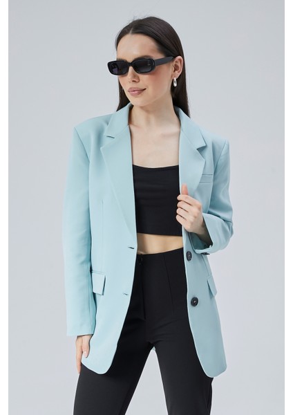 Mint Kadın Düğmeli Oversize Blazer Ceket