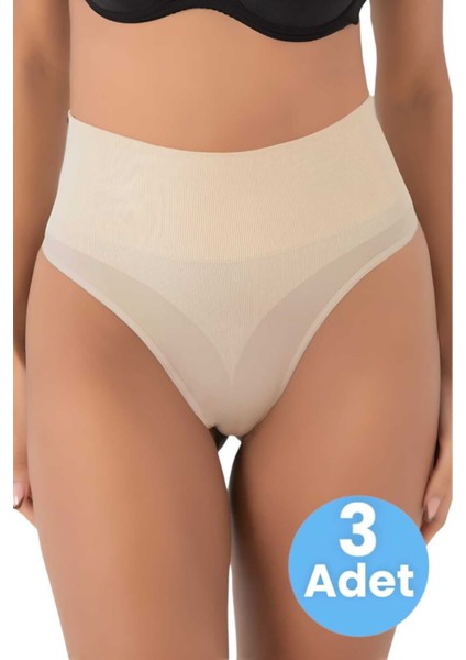 Kadın Dikişsiz Alt Karın Toparlayıcı String Külot Korse 3'lü Set