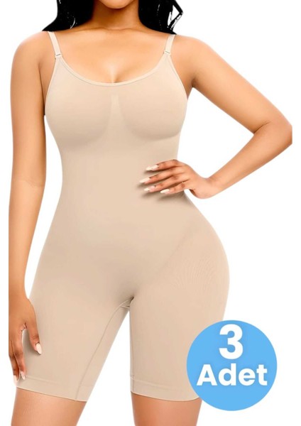 Kadın Dikişsiz Ince Askılı Toparlayıcı Tam Boy Korse 3'lü Set