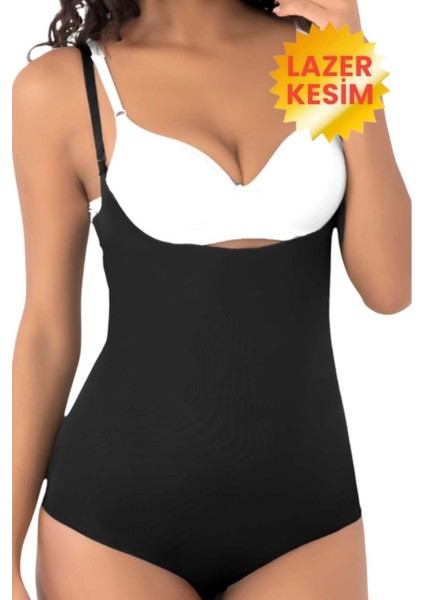 Kadın Lazer Kesim ve Toparlayıcı Göğüs Altı Askılı Body Korse