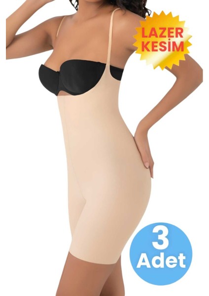 Kadın Lazer Kesim ve Toparlayıcı Tam Boy Askılı Korse 3'lü Set