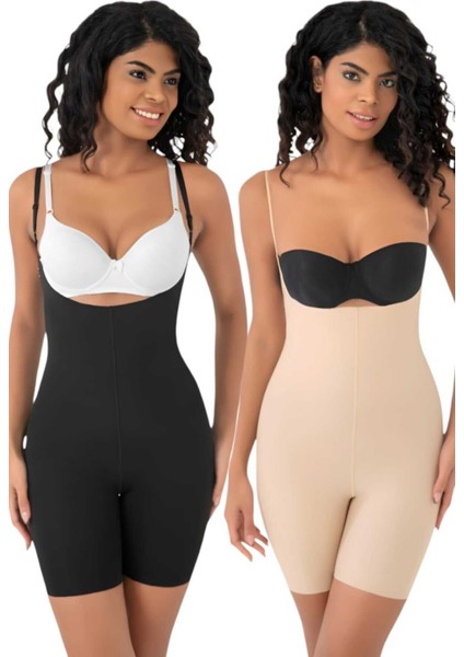 Kadın Lazer Kesim ve Toparlayıcı Tam Boy Askılı Korse 2'li Set