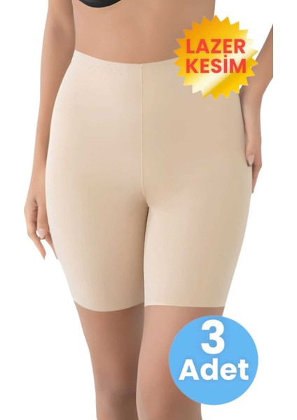 Kadın Dikişsiz ve Toparlayıcı Lazer Kesim Paçalı Korse 3'lü Set
