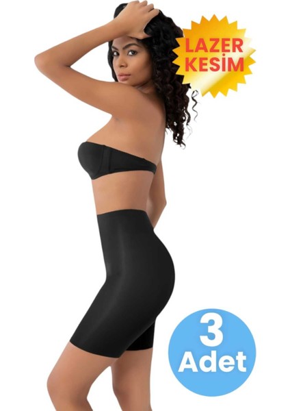 Kadın Dikişsiz ve Toparlayıcı Lazer Kesim Paçalı Korse 3'lü Set