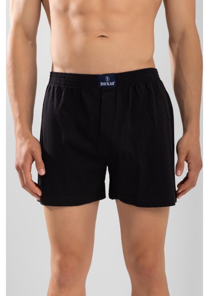 Erkek Pamuklu Düz Boxer 1119 Siyah