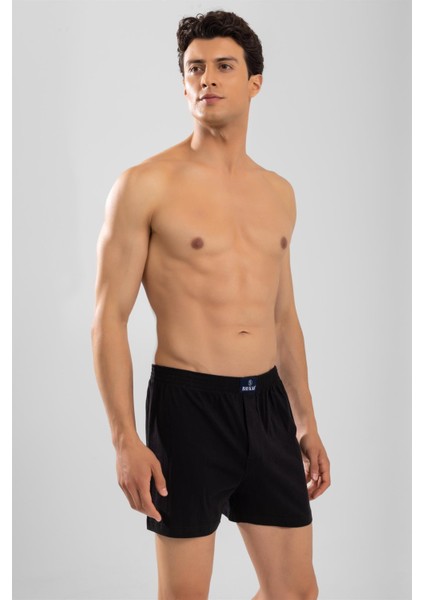 Erkek Pamuklu Düz Boxer 1119 Siyah